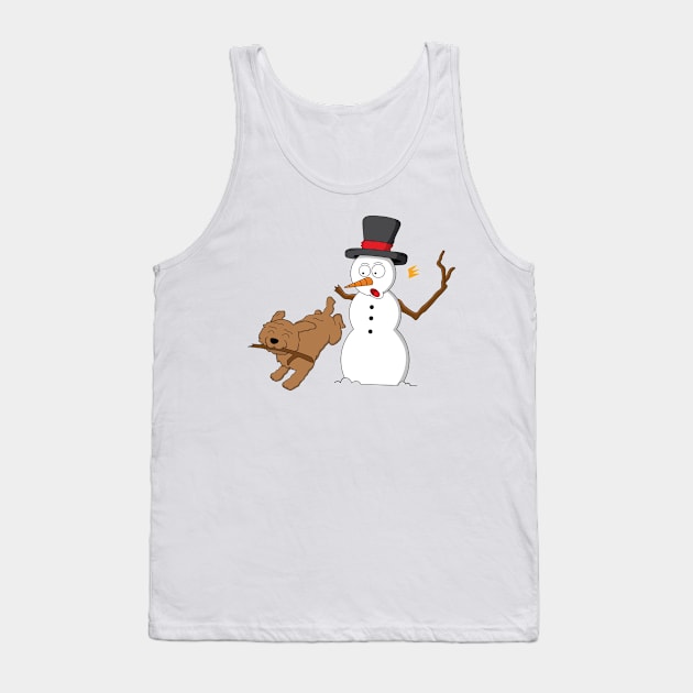 Goldendoodle Snowman Stick Arm Christmas Tank Top by blacklines